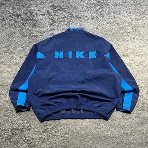 Vintage Nike Windbreaker Jacket Mens XL Blue Quarter Zip Embroidered Mini Swoosh